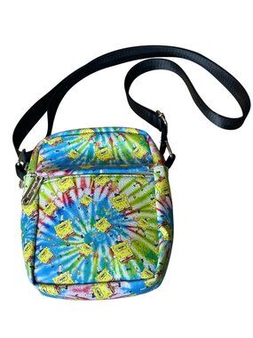 Buckle Down SpongeBob Tie-Dye Print Crossbody Bag Vegan Leather Adjustable Strap